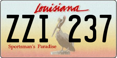 LA license plate ZZI237