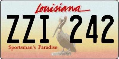 LA license plate ZZI242