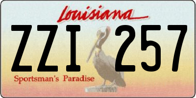 LA license plate ZZI257