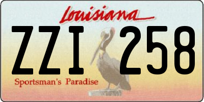 LA license plate ZZI258