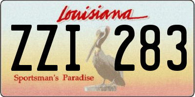 LA license plate ZZI283