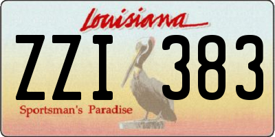 LA license plate ZZI383