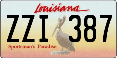 LA license plate ZZI387