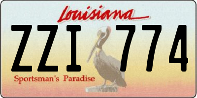 LA license plate ZZI774