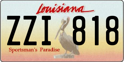 LA license plate ZZI818
