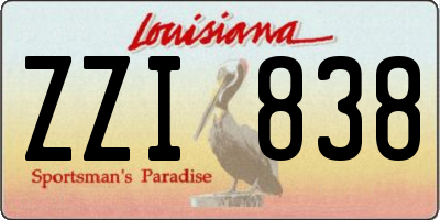 LA license plate ZZI838