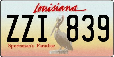 LA license plate ZZI839