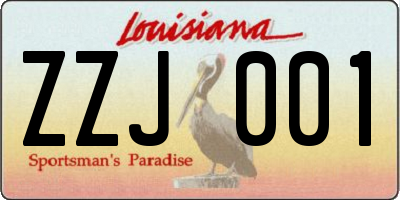 LA license plate ZZJ001