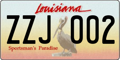 LA license plate ZZJ002