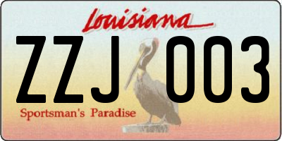 LA license plate ZZJ003