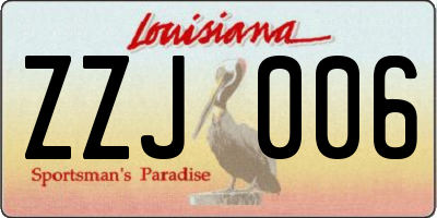 LA license plate ZZJ006