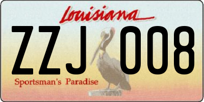 LA license plate ZZJ008