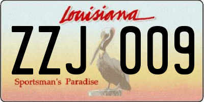 LA license plate ZZJ009