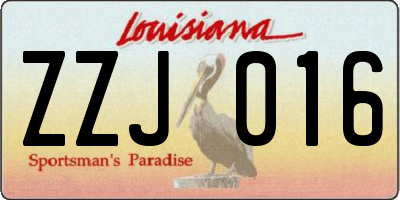 LA license plate ZZJ016