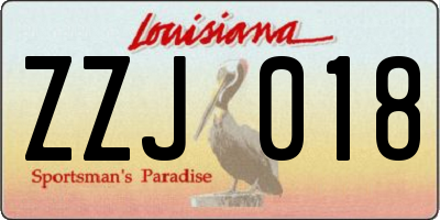 LA license plate ZZJ018