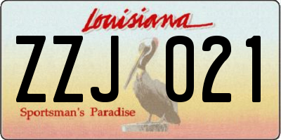 LA license plate ZZJ021