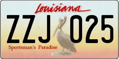 LA license plate ZZJ025
