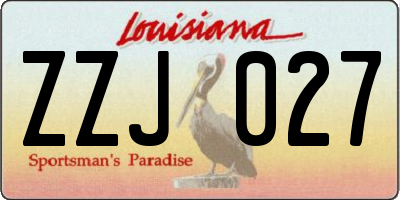 LA license plate ZZJ027