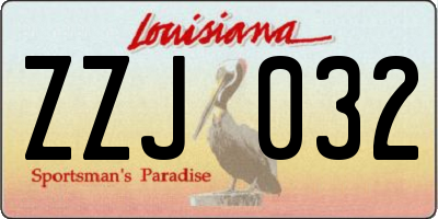 LA license plate ZZJ032