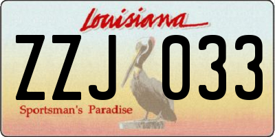 LA license plate ZZJ033
