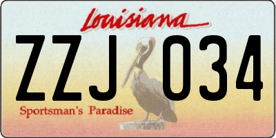 LA license plate ZZJ034