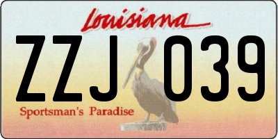 LA license plate ZZJ039