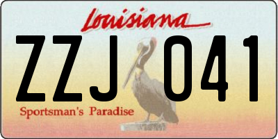 LA license plate ZZJ041