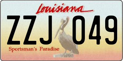 LA license plate ZZJ049