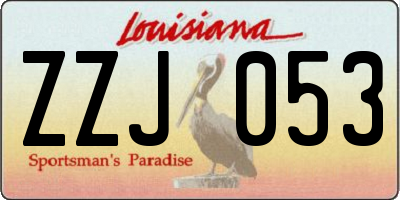 LA license plate ZZJ053