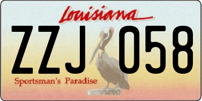 LA license plate ZZJ058