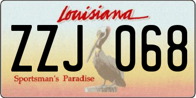 LA license plate ZZJ068