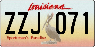 LA license plate ZZJ071