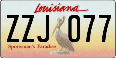 LA license plate ZZJ077