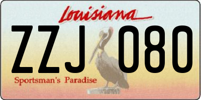 LA license plate ZZJ080