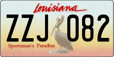 LA license plate ZZJ082