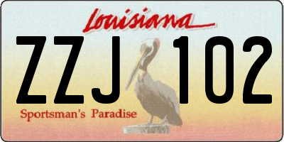 LA license plate ZZJ102