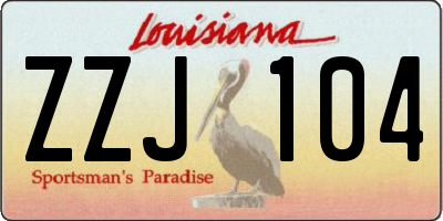 LA license plate ZZJ104