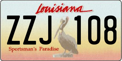 LA license plate ZZJ108