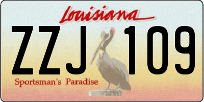 LA license plate ZZJ109