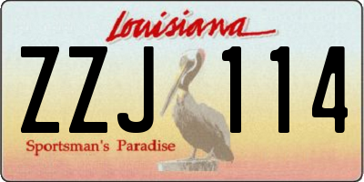 LA license plate ZZJ114