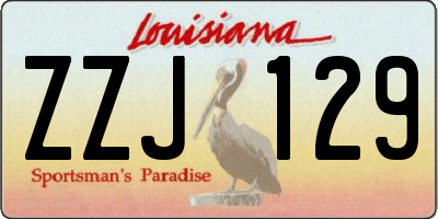 LA license plate ZZJ129