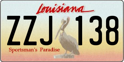 LA license plate ZZJ138