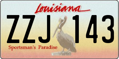 LA license plate ZZJ143