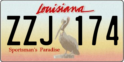 LA license plate ZZJ174