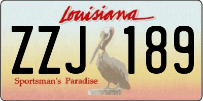 LA license plate ZZJ189