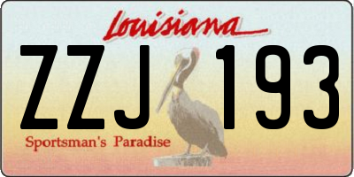 LA license plate ZZJ193