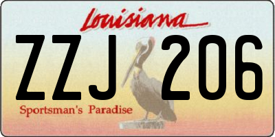 LA license plate ZZJ206