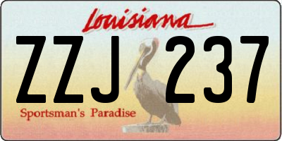 LA license plate ZZJ237