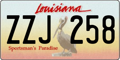 LA license plate ZZJ258