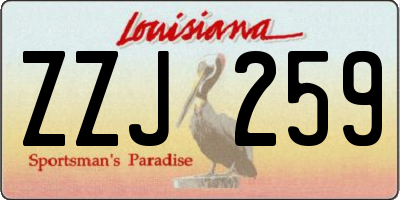 LA license plate ZZJ259